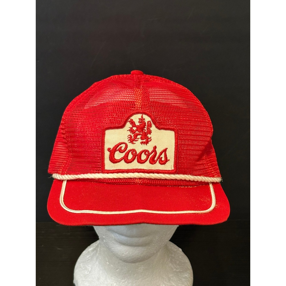 Vintage Coors Beer Trucker Hat Red Mesh Snapback Rope Hat Small Medium